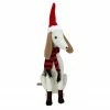 Northlight 21.5" White And Gray Sitting Greyhound Dog In Santa Hat Christmas Decoration