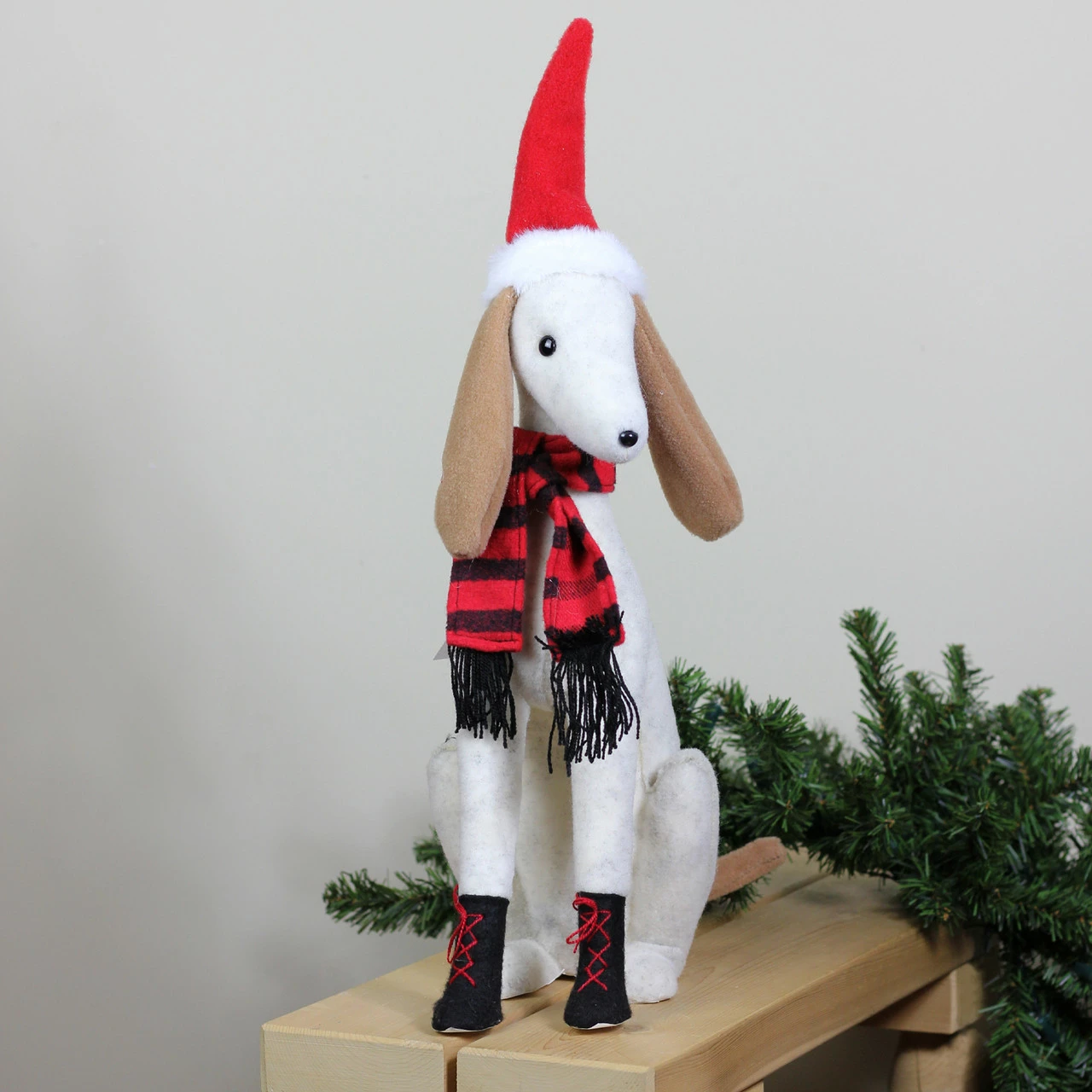 Northlight 21.5" White And Gray Sitting Greyhound Dog In Santa Hat Christmas Decoration 3 Northlight 21.5" White And Gray Sitting Greyhound Dog In Santa Hat Christmas Decoration - Image 3