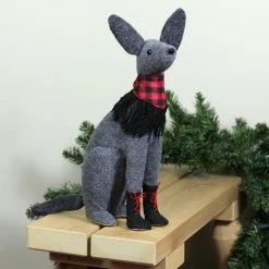 Northlight 14.5” Gray And Red Sitting Dog With Plaid Collar Christmas Decoration -Northlight Shop northlight ja15790 styled 74974.1588405862