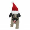 Northlight 13.25" Plush Brown And Gray Pug Dog With Santa Hat Christmas Decoration