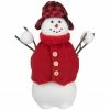 Northlight 13.25" Snowman With Buffalo Plaid Hat Christmas Figure