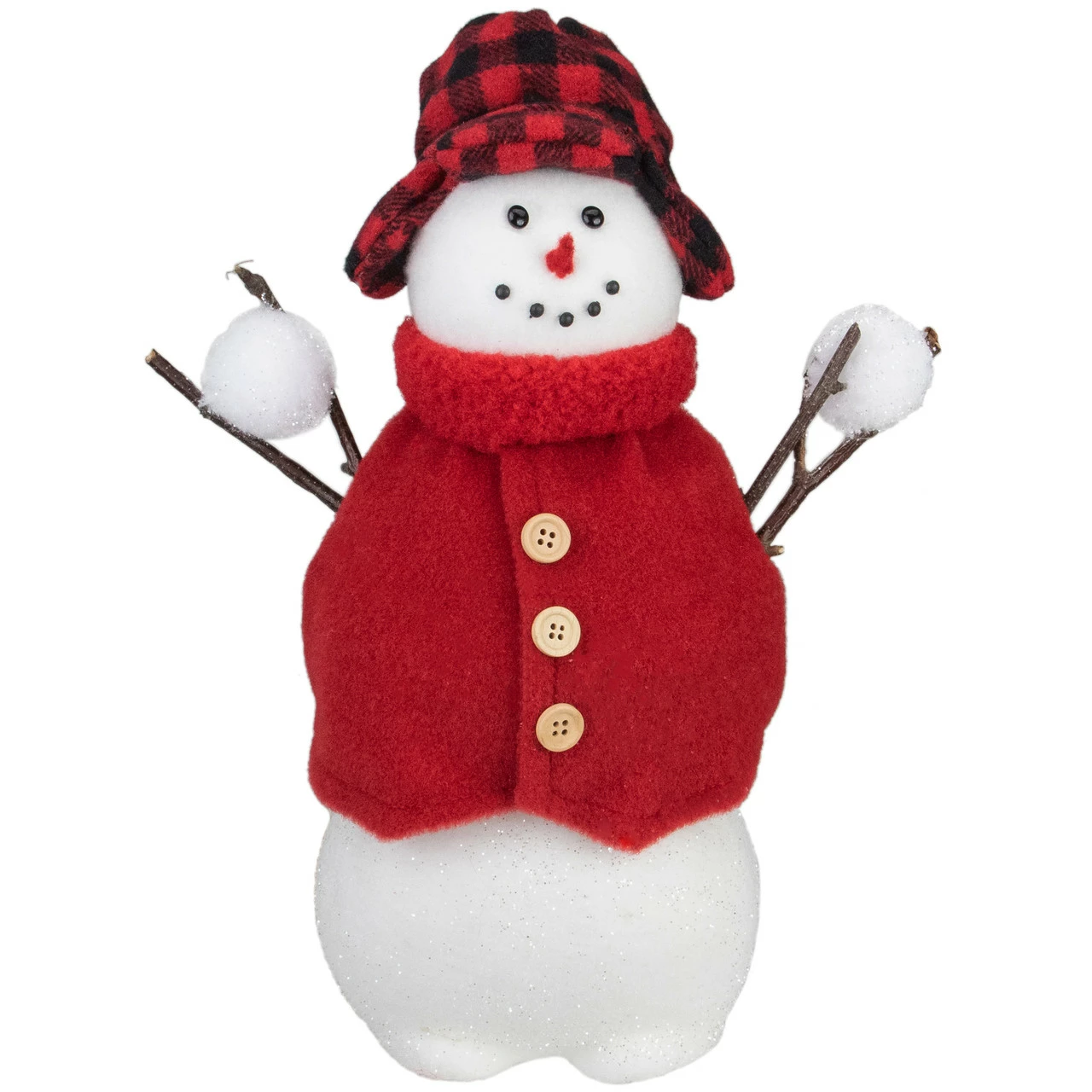 Northlight 13.25" Snowman With Buffalo Plaid Hat Christmas Figure 1 Northlight 13.25" Snowman With Buffalo Plaid Hat Christmas Figure