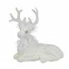 Northlight 9.75" White Cable Knit Sitting Reindeer Christmas Figure