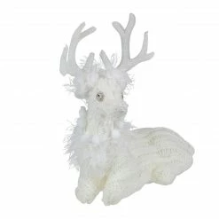 Northlight 9.75" White Cable Knit Sitting Reindeer Christmas Figure -Northlight Shop northlight ja93304 2 44331.1645836906