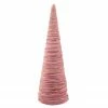 Northlight 15.25" Pink Fabric With Gold Garland Christmas Cone Tree