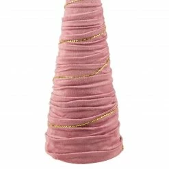 Northlight 15.25" Pink Fabric With Gold Garland Christmas Cone Tree -Northlight Shop northlight ja93327 3 13410.1645836908