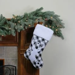 Northlight 20.5" Black And White Plaid Rustic Reindeer Snowflake Christmas Stocking -Northlight Shop northlight l15307 2 14469.1665610748