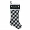 Northlight 20.5" Black And White "Merry Christmas" Christmas Stocking With Blanket Stitch Cuff