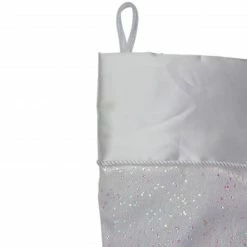 Northlight 22.25" White With Pink Iridescent Glitter Christmas Stocking With Satin Cuff -Northlight Shop northlight l27887 2 58879.1588358754