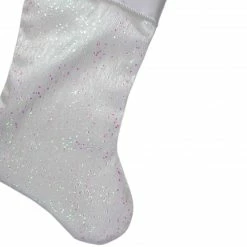Northlight 22.25" White With Pink Iridescent Glitter Christmas Stocking With Satin Cuff -Northlight Shop northlight l27887 3 24563.1588358754
