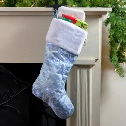 Northlight 19" LED Lighted Blue Iridescent Glittered Snowflake Christmas Stocking -Northlight Shop northlight l27895 3 73307.1588355121