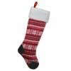 Northlight 23" Red, Gray And White Knit Christmas Stocking With Sherpa Cuff
