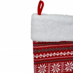 Northlight 23" Red, Gray And White Knit Christmas Stocking With Sherpa Cuff -Northlight Shop northlight l27904 2 52880.1588397979