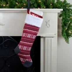 Northlight 23" Red, Gray And White Knit Christmas Stocking With Sherpa Cuff -Northlight Shop northlight l27904 4 02553.1588397979