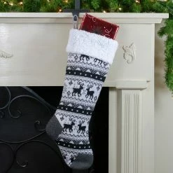 Northlight 21" Black, Gray And White Rustic Lodge Knit Christmas Stocking With Sherpa Cuff -Northlight Shop northlight l27906 4 updated 07070.1588355122