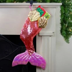 Northlight 24" Pink And Gold Sequined Iridescent Mermaid Christmas Stocking 5 Northlight 24" Pink And Gold Sequined Iridescent Mermaid Christmas Stocking -Northlight Shop northlight l27911 4 59774.1588369037