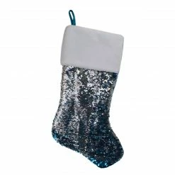 Northlight 22.75" Sky Blue And Silver Reversible Sequined Christmas Stocking With Faux Fur Cuff -Northlight Shop northlight l27914 02 38442.1588344222