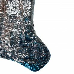 Northlight 22.75" Sky Blue And Silver Reversible Sequined Christmas Stocking With Faux Fur Cuff -Northlight Shop northlight l27914 04 89017.1588344223