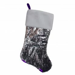 Northlight 23.25" Purple And Silver Reversible Sequined Christmas Stocking With Faux Fur Cuff -Northlight Shop northlight l27915 02 01208.1665610428