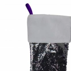Northlight 23.25" Purple And Silver Reversible Sequined Christmas Stocking With Faux Fur Cuff -Northlight Shop northlight l27915 03 51999.1665610428