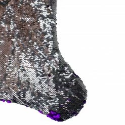 Northlight 23.25" Purple And Silver Reversible Sequined Christmas Stocking With Faux Fur Cuff -Northlight Shop northlight l27915 04 10147.1665610428