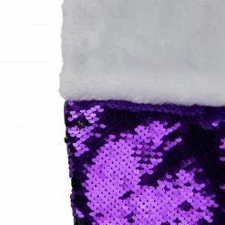 Northlight 23.25" Purple And Silver Reversible Sequined Christmas Stocking With Faux Fur Cuff -Northlight Shop northlight l27915 5 96315.1588396875