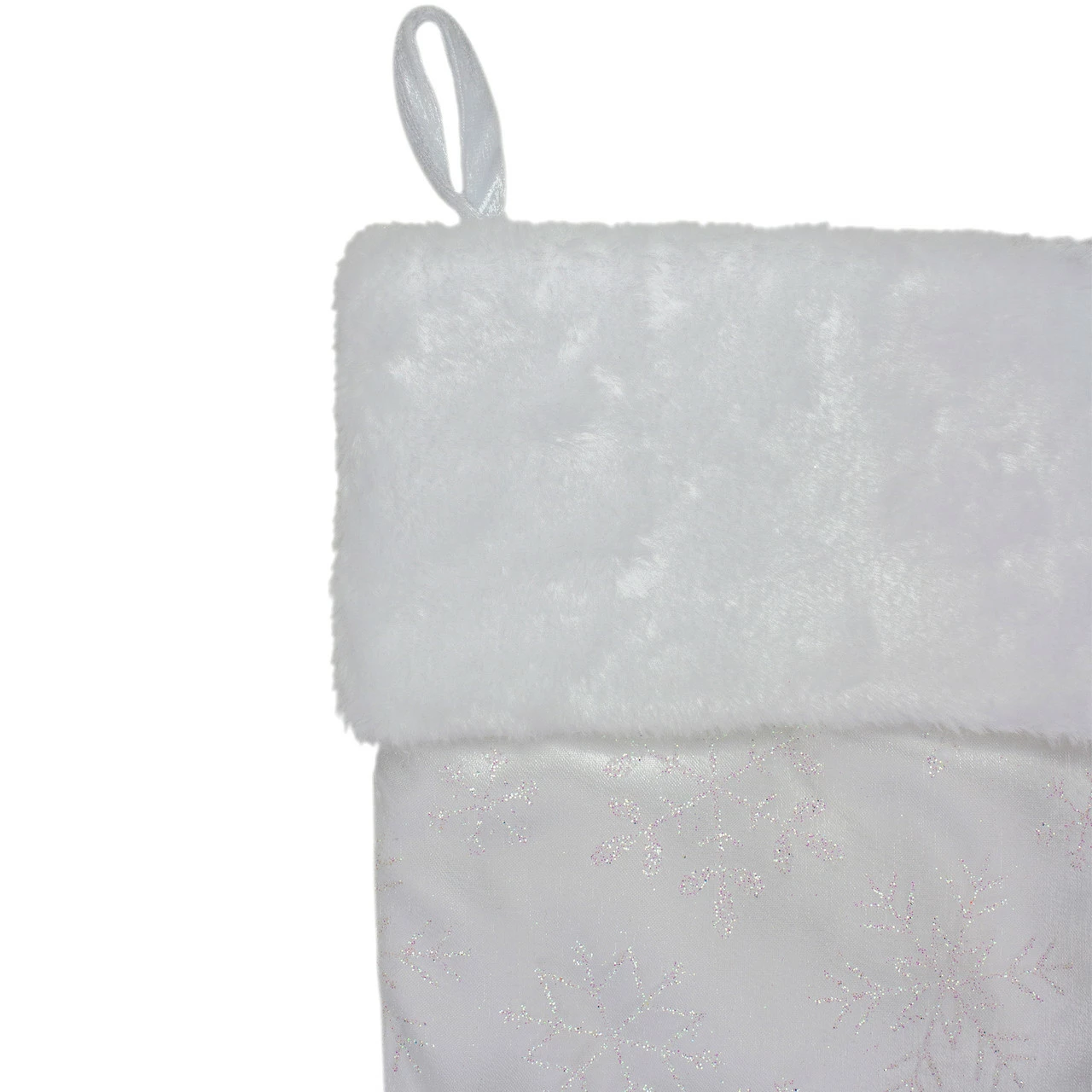 Northlight 20.5" White Iridescent Glittered Snowflake Christmas Stocking 3 Northlight 20.5" White Iridescent Glittered Snowflake Christmas Stocking - Image 3