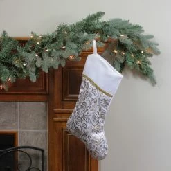 Northlight 20.5" Metallic Silver And Gold Flourish Christmas Stocking With Curved Cuff -Northlight Shop northlight l35342 2 85002.1657566620