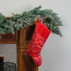 Northlight 20.5" Red And Silver Glittered Floral Shadow Cuffed Christmas Stocking -Northlight Shop northlight l35393 2 92977.1588370936
