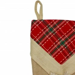 Northlight 20.5" Beige And Red Plaid V-Cuff Christmas Stocking -Northlight Shop northlight l35650 4 46058.1665610427