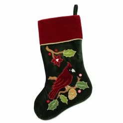 Northlight 20.5" Red And Green Cardinal Embroidered Christmas Stocking -Northlight Shop northlight l36162 3 49317.1665347049