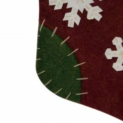 Northlight 20" Green And Red Snowflake Applique Christmas Stocking With Blanket Stitching -Northlight Shop northlight l36210 1 85096.1588350446