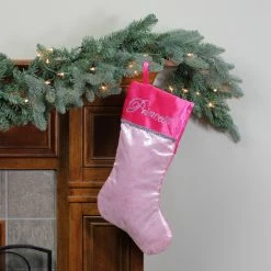 Northlight 21" Pink And Silver Glittered Princess Christmas Stocking With Cuff -Northlight Shop northlight l49651 3 62118.1665610738
