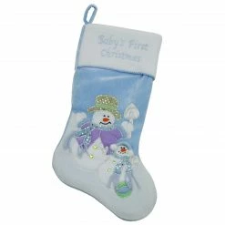 Northlight 21" Blue And White "Baby's First Christmas" Snowman Stocking
