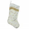 Northlight 20.5" White Satin With Silvery-Gold Flourish Christmas Stocking Sequin Cuff