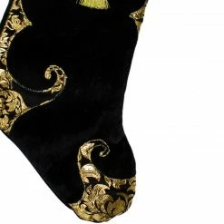 Northlight 21.5" Black And Gold Damask Velveteen Christmas Stocking With Tassel -Northlight Shop northlight l85479 2 21763.1664988808