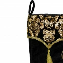 Northlight 21.5" Black And Gold Damask Velveteen Christmas Stocking With Tassel -Northlight Shop northlight l85479 3 25248.1664988808