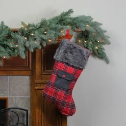 Northlight 20.5" Red And Black Plaid Christmas Stocking With Pocket And Faux Fur Cuff 5 Northlight 20.5" Red And Black Plaid Christmas Stocking With Pocket And Faux Fur Cuff -Northlight Shop northlight l85524 2 16481.1588362273