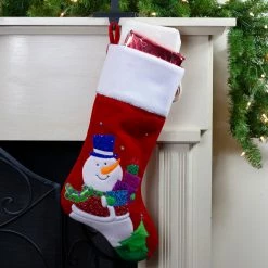 Northlight 20.5" Red And White Embroidered Snowman With Glitter Christmas Stocking 4 Northlight 20.5" Red And White Embroidered Snowman With Glitter Christmas Stocking -Northlight Shop northlight l85528 3 12742.1588349049