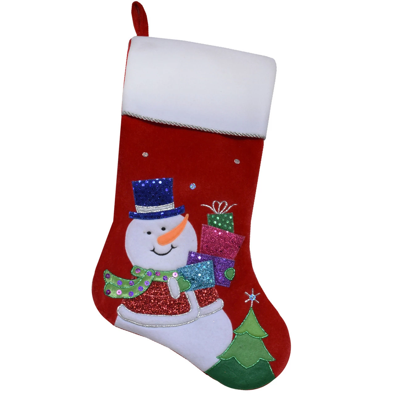 Northlight 20.5" Red And White Embroidered Snowman With Glitter Christmas Stocking 1 Northlight 20.5" Red And White Embroidered Snowman With Glitter Christmas Stocking