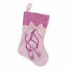Northlight 14" Pink And Silver Ballerina Shoes Christmas Stocking With Glitter Cuff And Bow