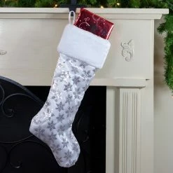 Northlight 19 White And Silver Sequin Snowflake Christmas Stocking -Northlight Shop northlight l85555 4 59542.1588344778