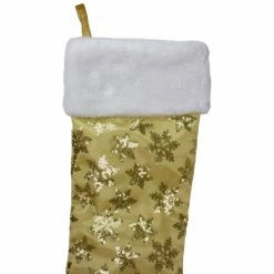 Northlight 20.5" Gold And White Sequin Snowflake Christmas Stocking -Northlight Shop northlight l85556 1 09362.1588355304