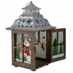 Northlight 16.5" Rustic Wooden Snowman Holiday Scene Christmas Pillar Candle Lantern -Northlight Shop northlight lk26769 3 sample 27247.1601429474