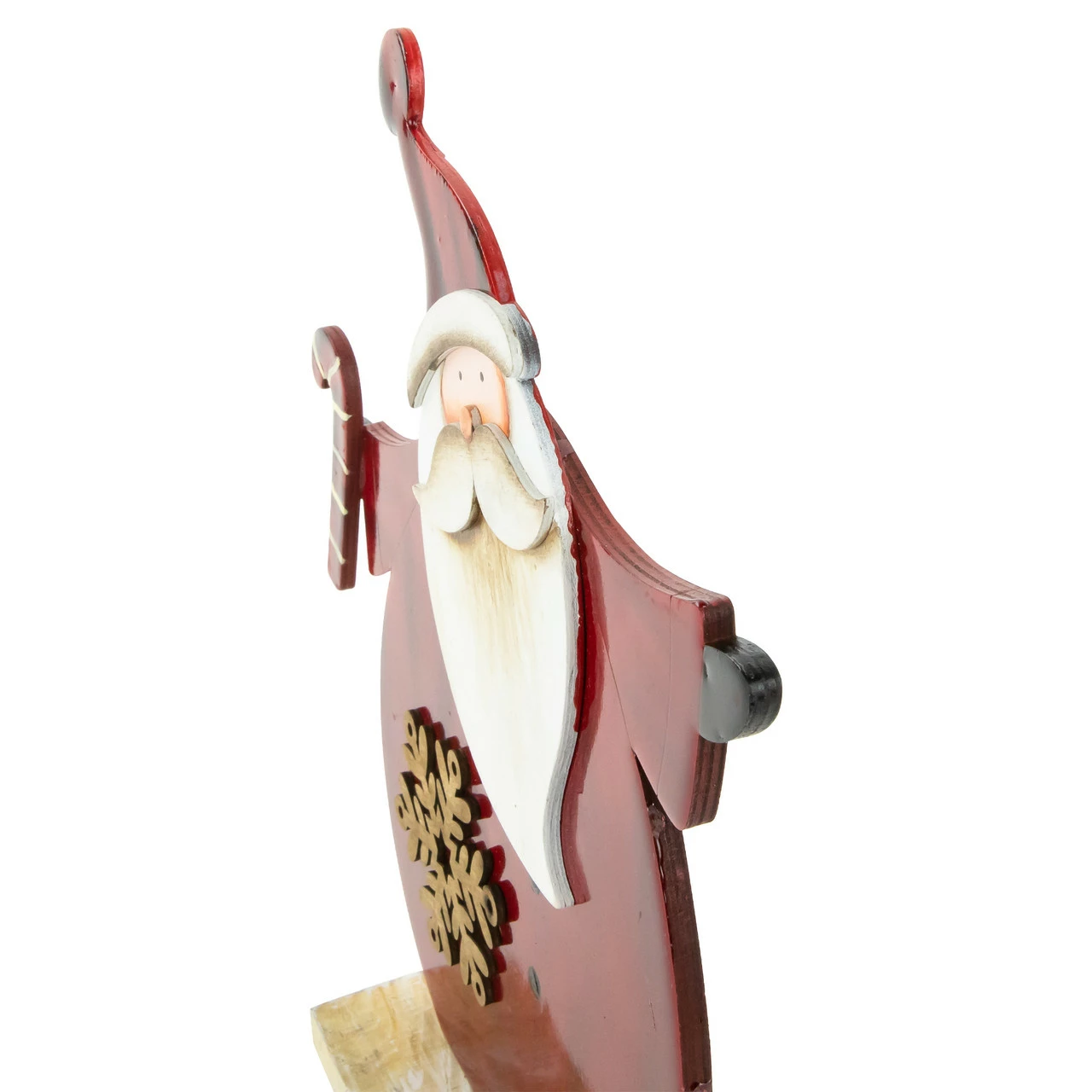 Northlight 12" Santa With Candy Cane Wooden Christmas Decoration 4 Northlight 12" Santa With Candy Cane Wooden Christmas Decoration - Image 4