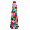 Northlight 23.75" Multi-Color Bohemian Wool Pom Pom Christmas Cone Tree