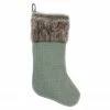 Northlight 20" Green Burlap Christmas Stocking With Faux Fur Cuff