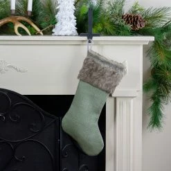 Northlight 20" Green Burlap Christmas Stocking With Faux Fur Cuff -Northlight Shop northlight lt90711 5 50047.1600824037
