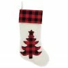 Northlight 20" Cream White, Red, And Black Buffalo Plaid Tree Christmas Stocking