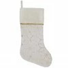 Northlight 20" Cream And Gold Faux Fur Geometric Pattern Christmas Stocking